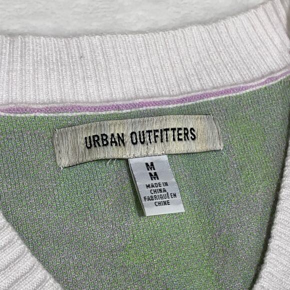 Urban Outfitters Crop Sweater Vest sz Medium Pastel Floral Preppy Spring Hippie - Picture 6 of 10